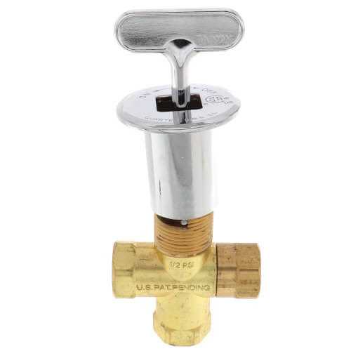 Quarter Ball QB-LLCR Universal Gas Log Lighter Valve w/ Key & Nut - Cheap Fitting
