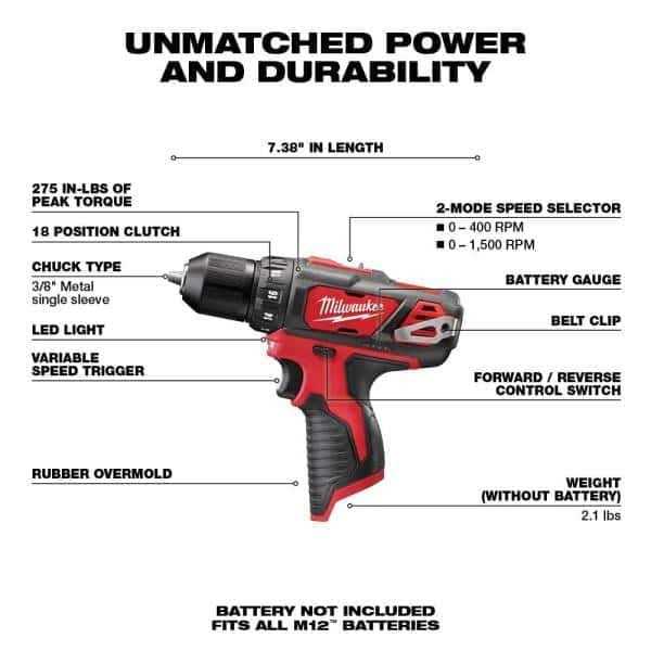 Milwaukee M12 12V 3/8-Inch Drill Driver - Cheap Fitting