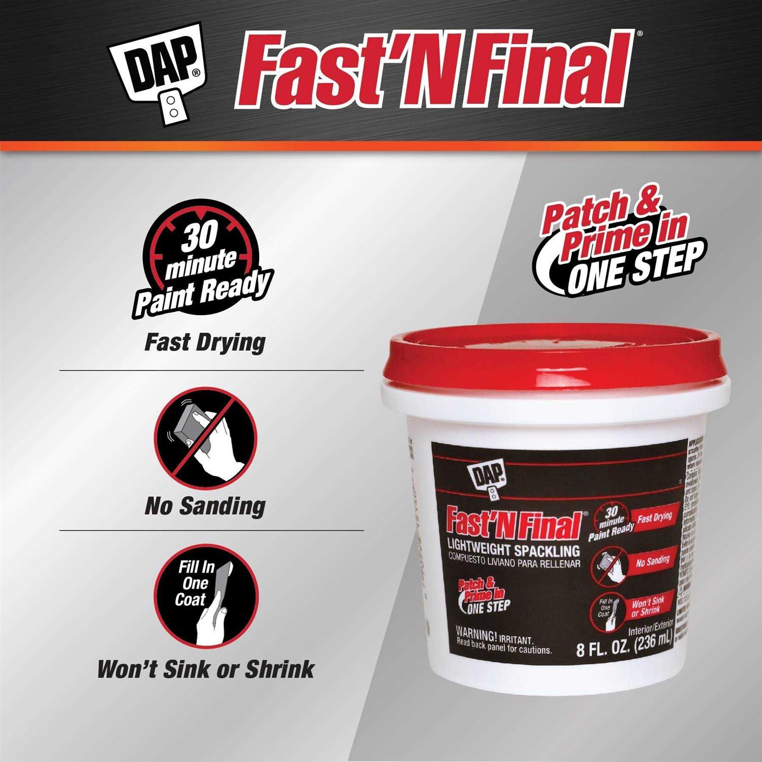 Dap Fast’N Final Lightweight Spackling - Cheap Fitting