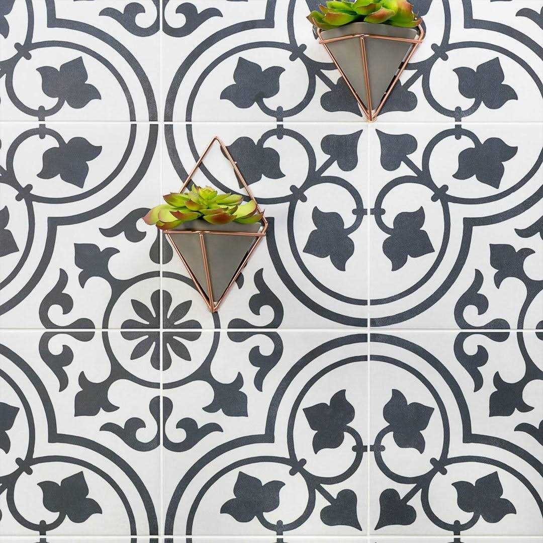 Ivy Hill Tile Sintra White Ornate Encaustic 9 in. x 9 in. x 10mm Matte Porcelain Floor and Wall Tile - Cheap Fitting