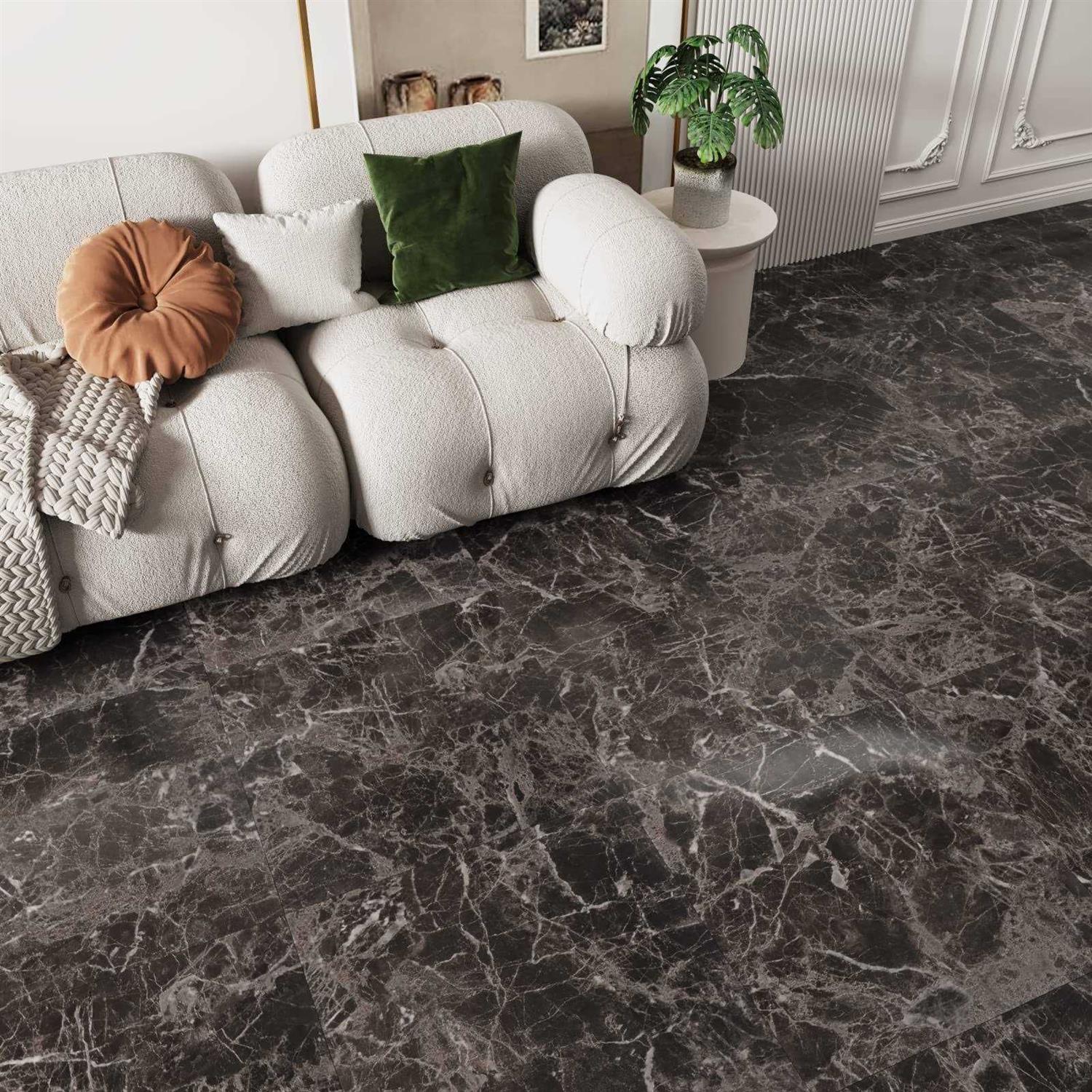 Westick Black Peel and Stick Floor Tile Waterproof Bathroom Vinyl Peel and Stick Tiles Floor Stick on Floor Tile Peel and Stick Flooring - Cheap Fitting