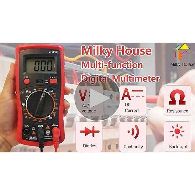 Milky House Digital Multimeter Pocket Clamp Multimeters Multi Tester Voltmeter Ammeter Ohmmeter AC/DC Ohm Volt Amp and Diode Voltage Electri - Cheap Fitting