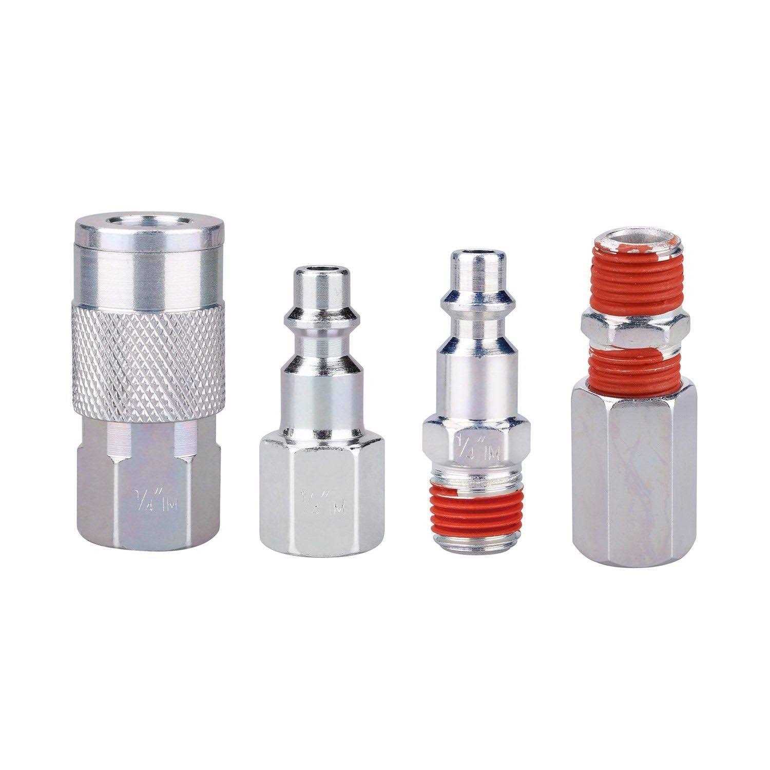 Wynnsky Air Compressor Kit 1/4 Inch NPT Air Tool Kit with 1/4 Inch x 25Ft Coil Nylon Hose/Tire Gauge - Cheap Fitting