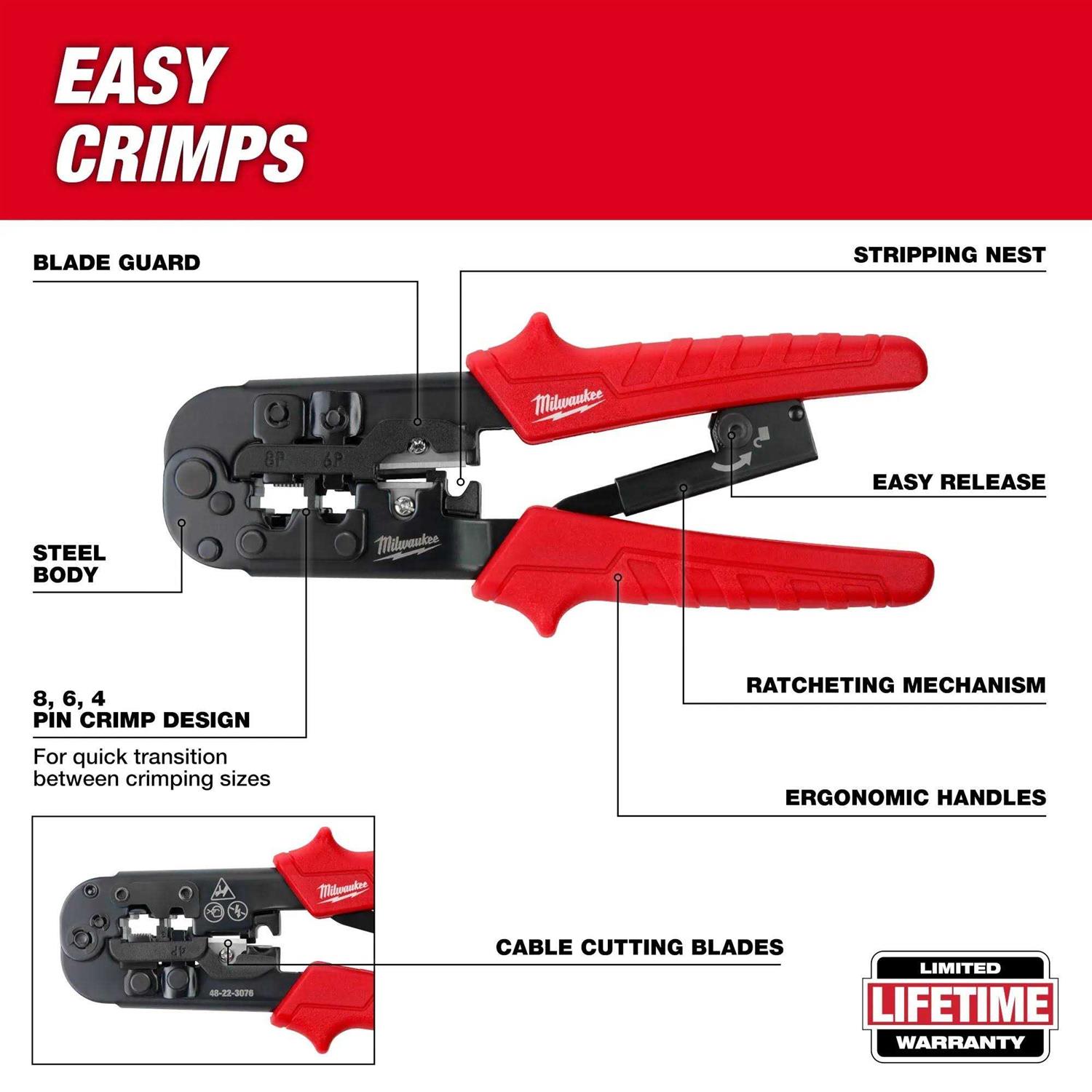 Milwaukee 48-22-3076 Ratcheting Modular Crimper & Stripper - Cheap Fitting