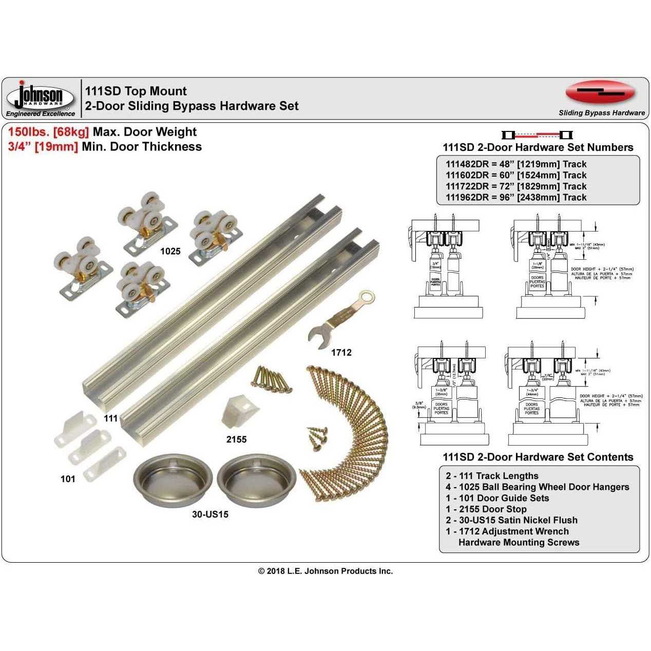 Johnson Hardware 111SD 2-Door Heavy Duty Hardware - Cheap Fitting