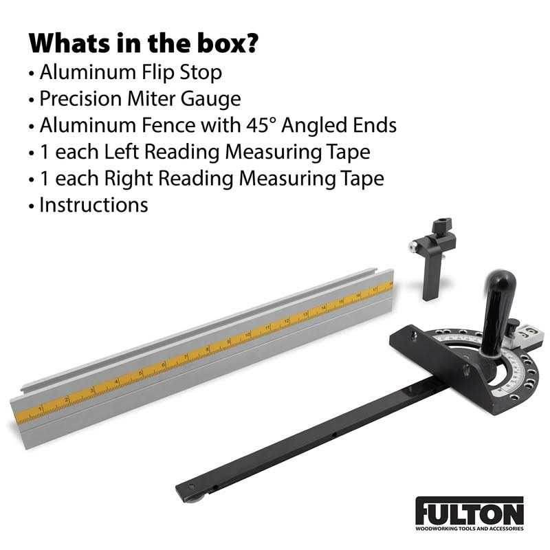 Fulton Precision Miter Gauge with Aluminum Miter Fence with 45 degree Angled Ends for Maximum Stock Support and a Repetitive Cut - Cheap Fitting