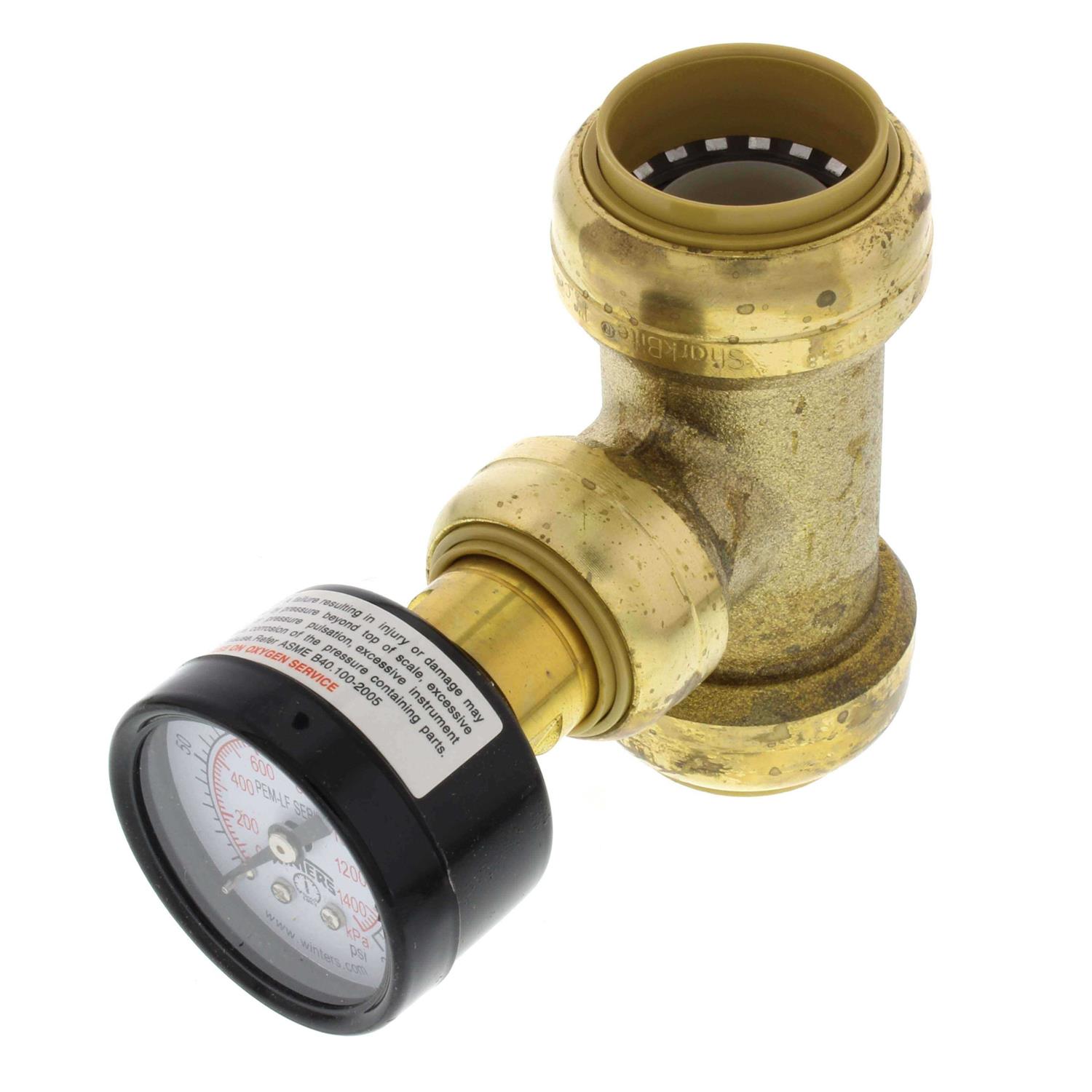 SharkBite 1-in Push-to-Connect Pressure-Gauge Tee - Cheap Fitting