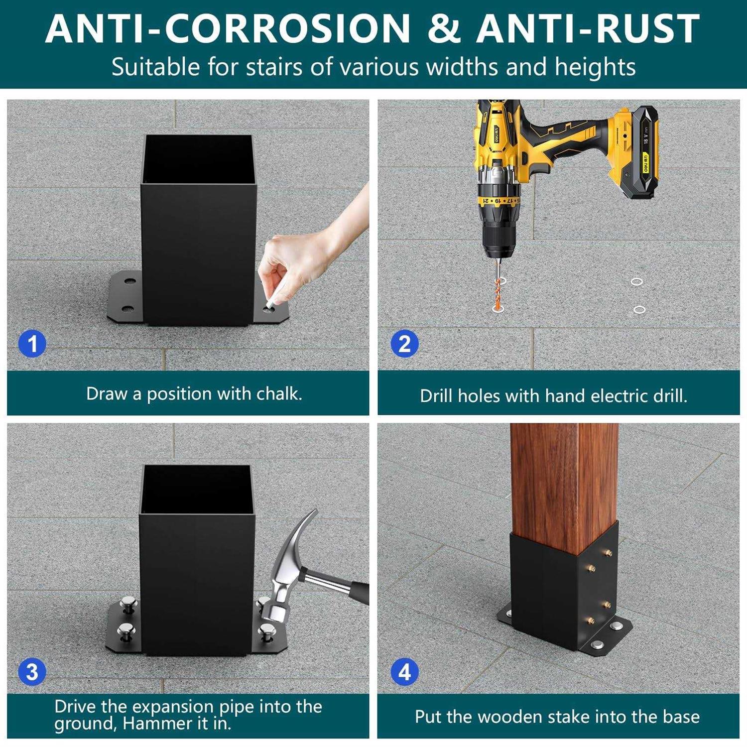 SPACEEUP Post Base Inner Size 3.6×3.6 Post Base Brackets - Cheap Fitting