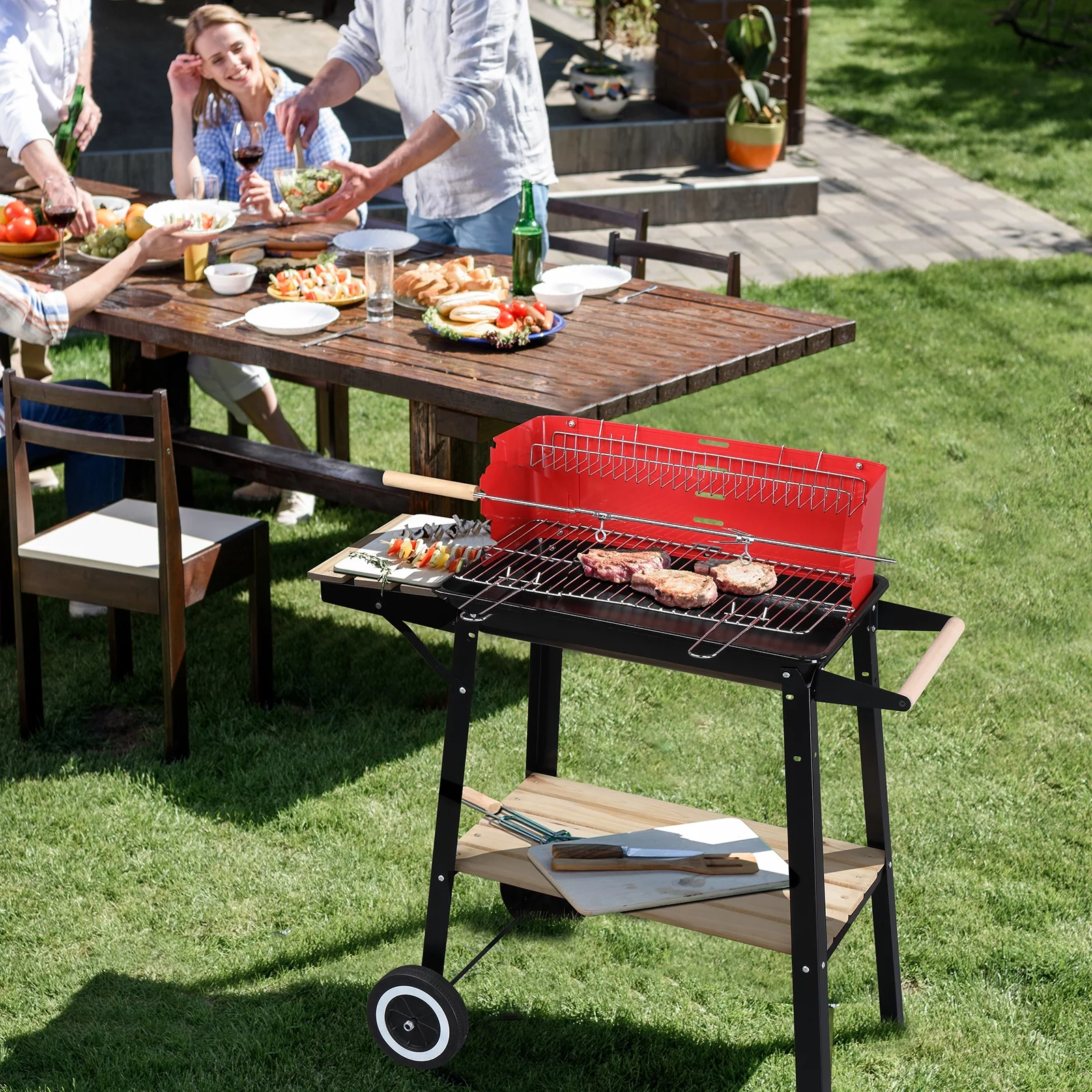 Zimtown BBQ Charcoal Grill Outdoor Barbecue With Wheels Patio Backyard - Cheap Fitting