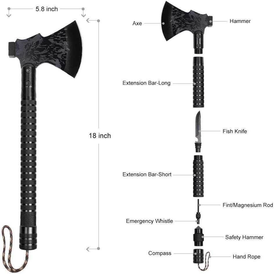 Liantral Survival Camping Axe Folding Tactical Axe Hatchet With Hammer - Cheap Fitting