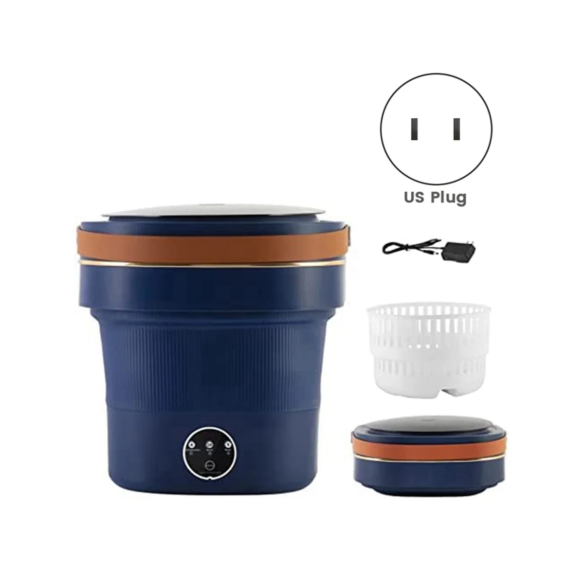 8.5L Capacity Foldable Mini Washing Machine with Drainer Basket for Baby Clothes and Small Items US Plug - Cheap Fitting