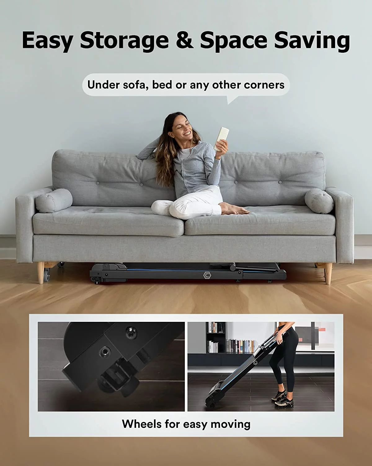 UREVO Folding Treadmill, 2.25HP Portable Mini Treadmills for Home Office, Compact Threadmill with 12 HIIT Modes, LCD Display, 265 lbs Capacity - Cheap Fitting