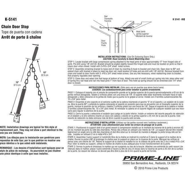 Prime Line K 5141 Storm Door Chain and Spring - Cheap Fitting