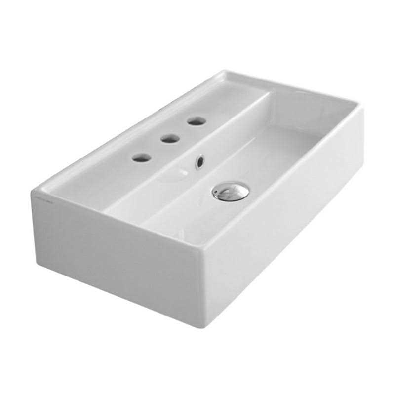 Scarabeo 5001-One Hole Teorema Rectangular Ceramic Wall Mounted/Vessel Sink - Cheap Fitting