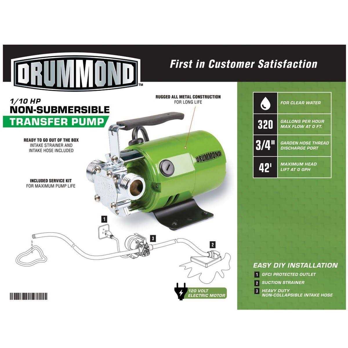 Drummond 1/10 HP Transfer Pump 320 GPH - Cheap Fitting