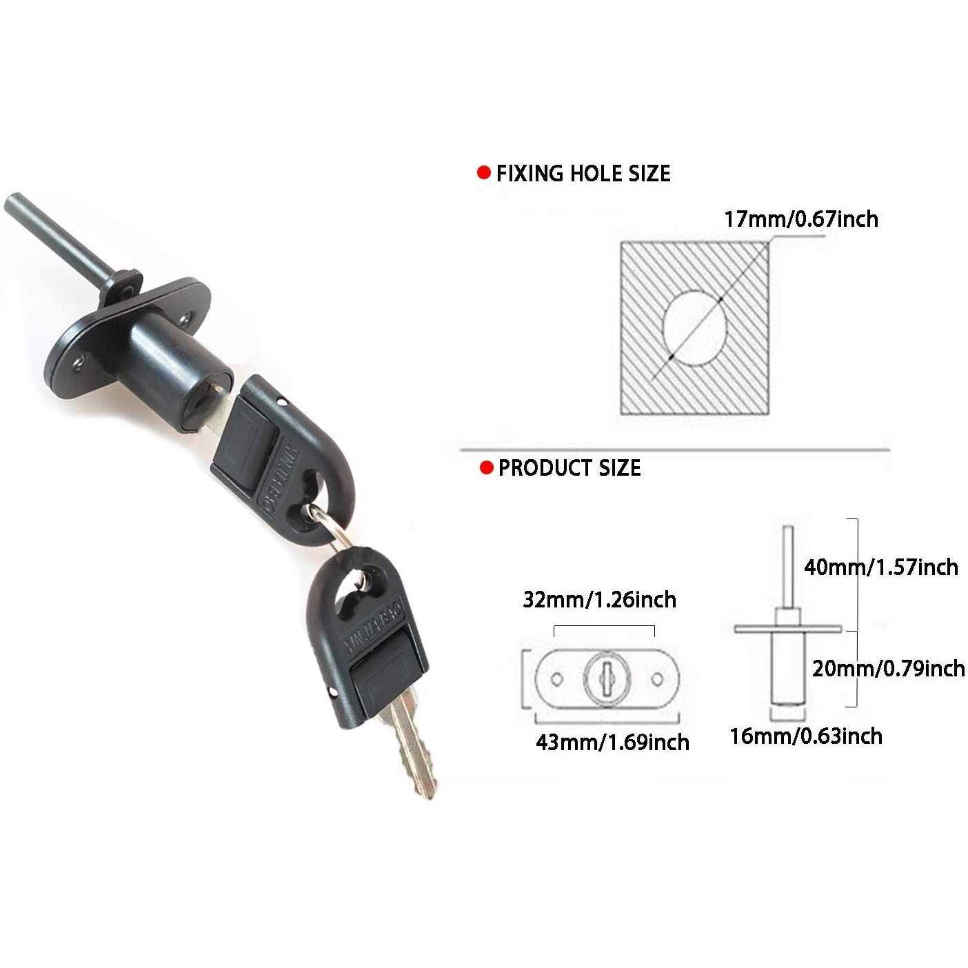 howdia 2 Pcs Drawer Lock Cabinet Locks with Keys Zinc Alloy Desk Locks File Cabinet Lock for Wardrobe Furniture Locker Showcase with 2 Key 16mm - Cheap Fitting