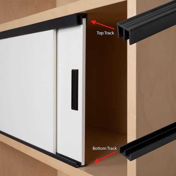 Outwater 11/16 in. D x 51/64 in. W x 36 in. L Black Styrene Plastic Sliding Bypass Track Moulding Set for 1/4 in. Doors - Cheap Fitting