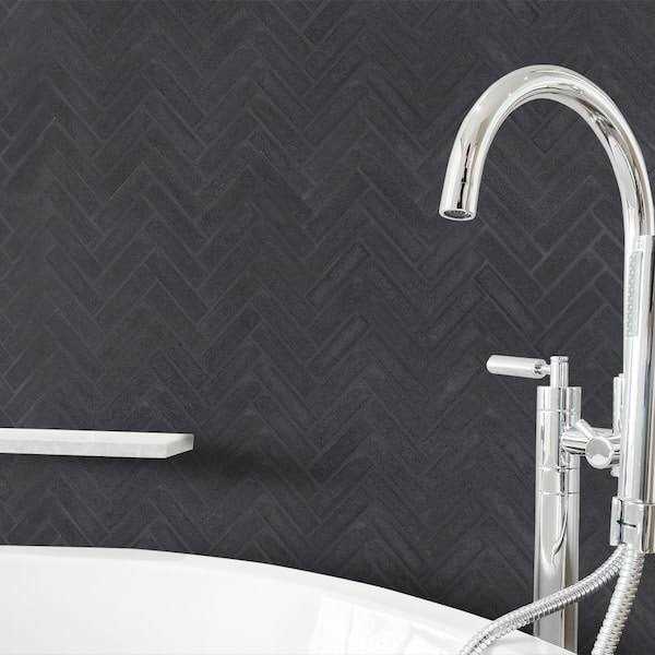 Jeffrey Court Basalt Herringbone Gray 10 in. x 10.75 in Honed Basalt Wall and Floor Mosaic Tile - Cheap Fitting