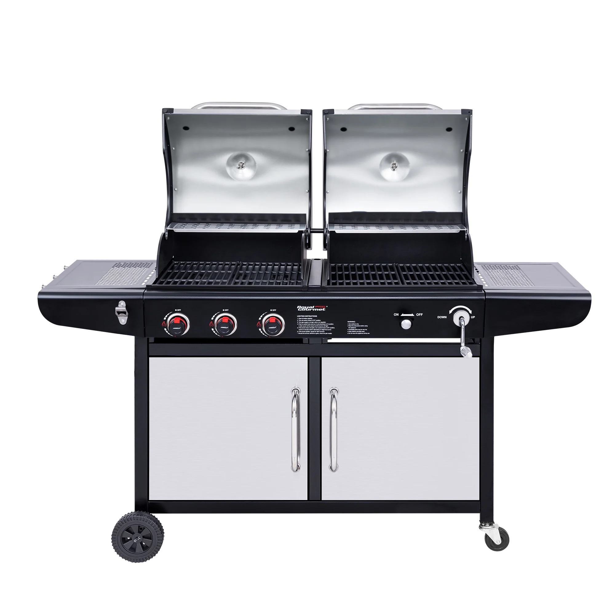 Royal Gourmet ZH3002SN 3-Burner 25,500-BTU Dual Fuel Cabinet Gas and Charcoal Grill Combo - Cheap Fitting