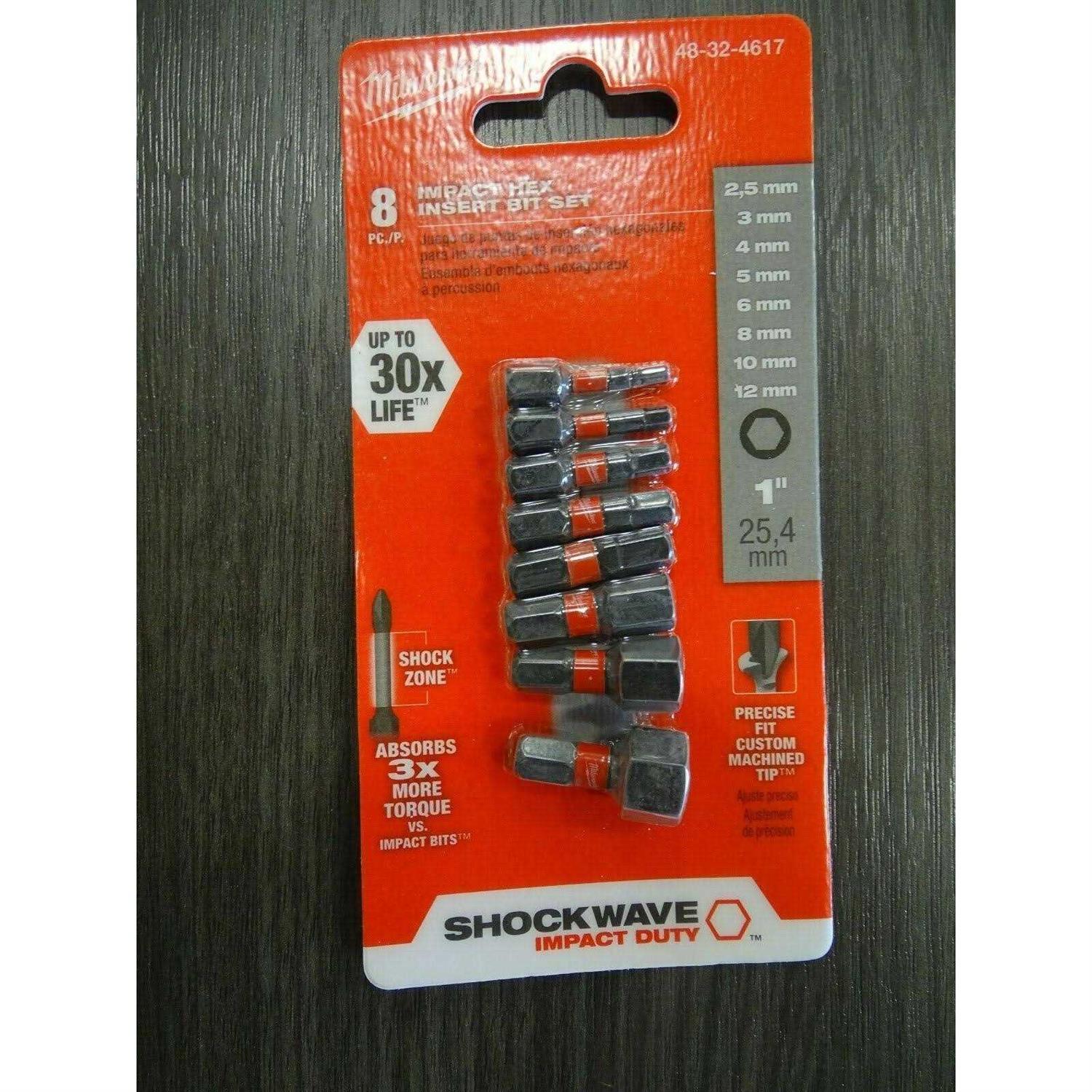 Milwaukee 8 Piece Impact Hex Insert Bit Set 48-32-4617 - Cheap Fitting