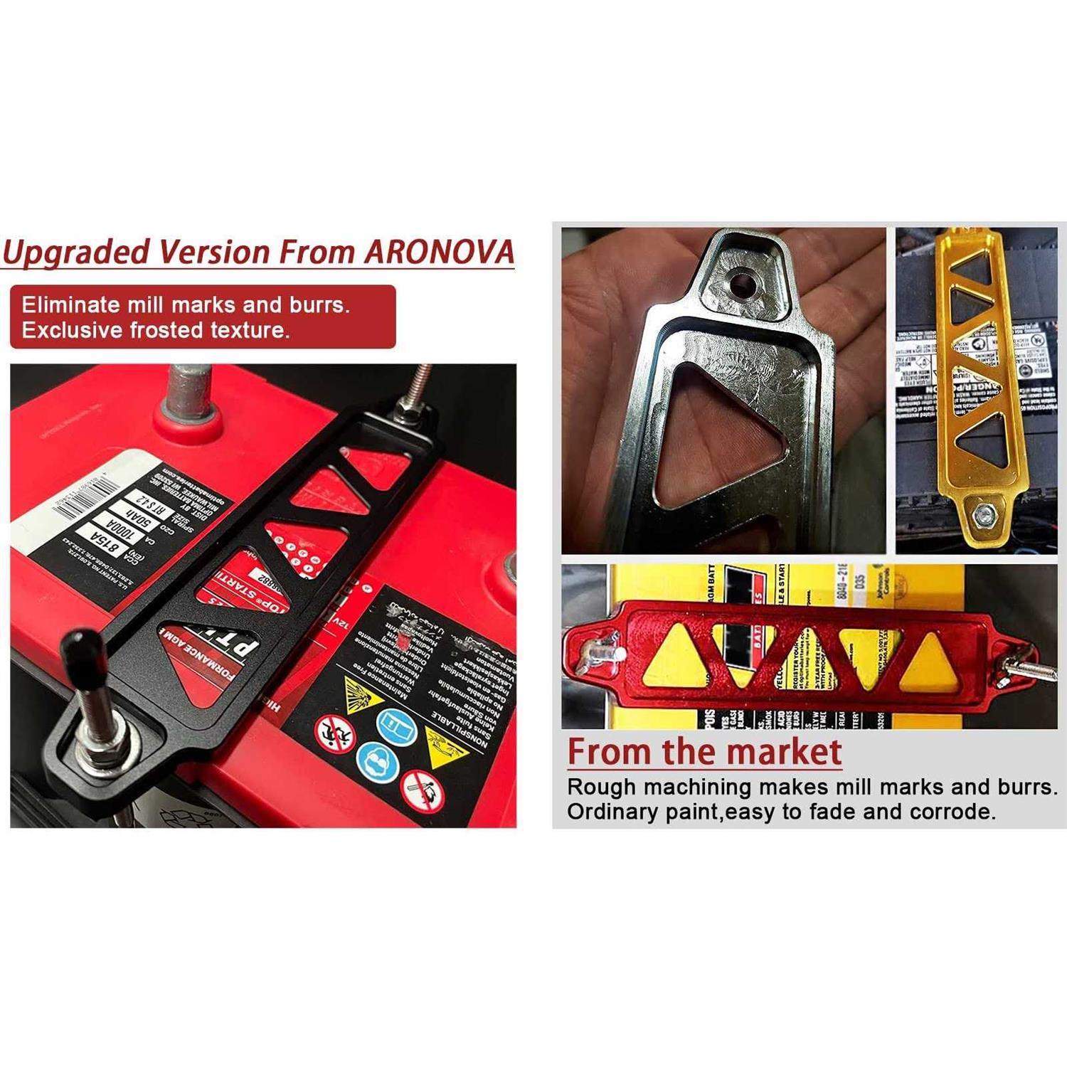 Aronova Battery Hold Down Sets,With Billet Aluminum Battery Tie Down Bracket And 18-8 Stainless Steel J Bolts - Cheap Fitting