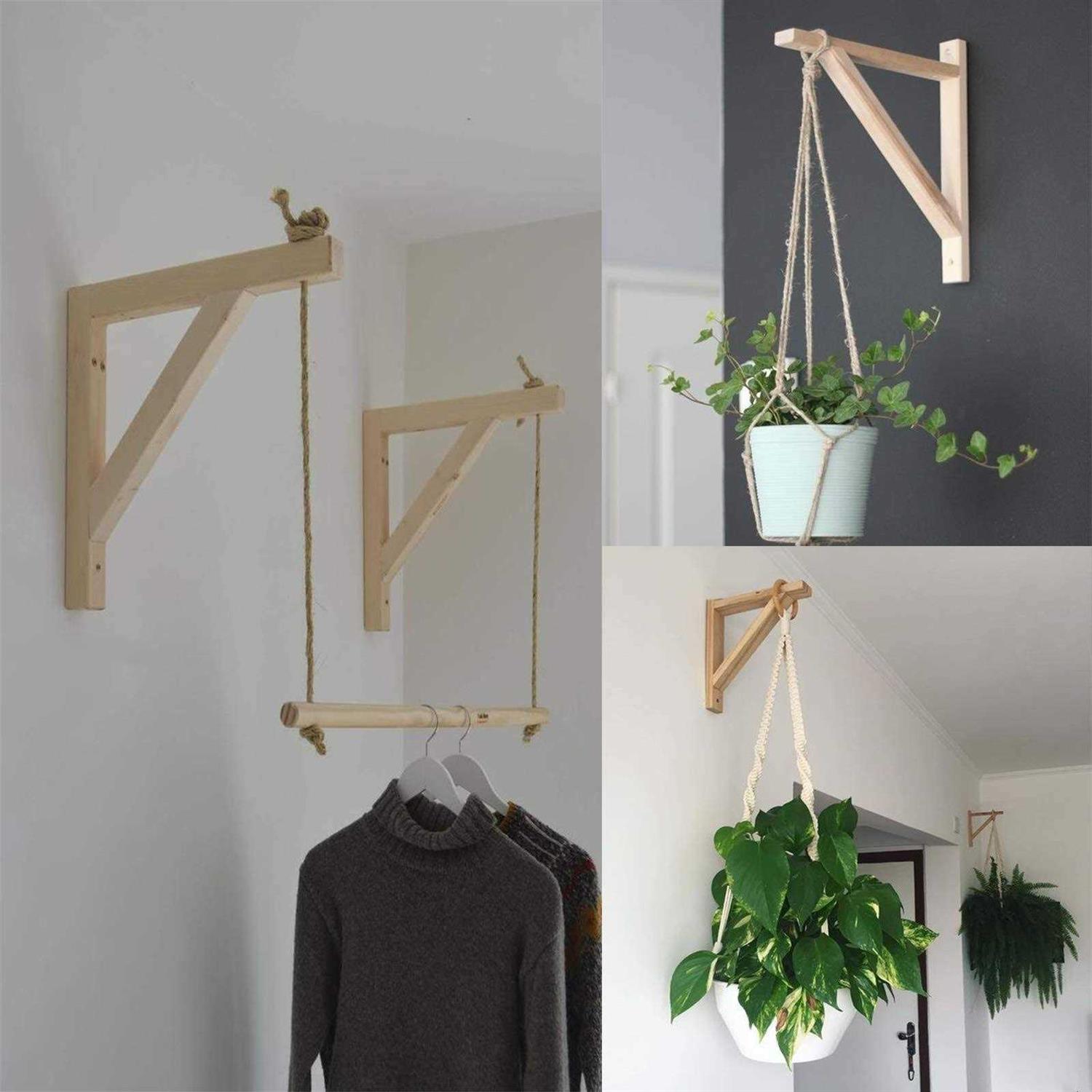 Purife 2 Pack 10 Inch Triangle Wood Shelf Bracket Wall Mount Hand Made Wall Sconce Pendent Lamp Hanging Kit - Cheap Fitting