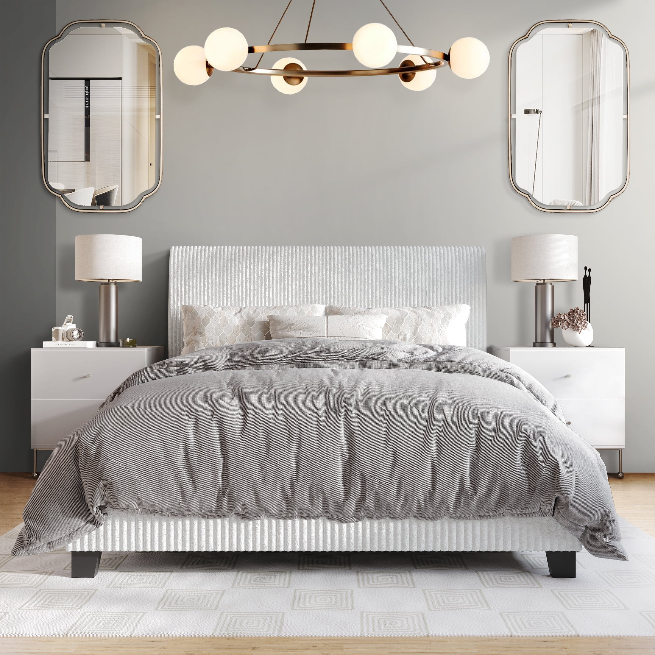 Castle Place Chic Velvet Upholstered Full Bed, Black - Cheap Fitting