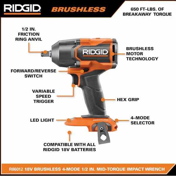 Ridgid R86012B 18V Brushless 1/2 in. Mid-Torque Impact Wrench - Cheap Fitting