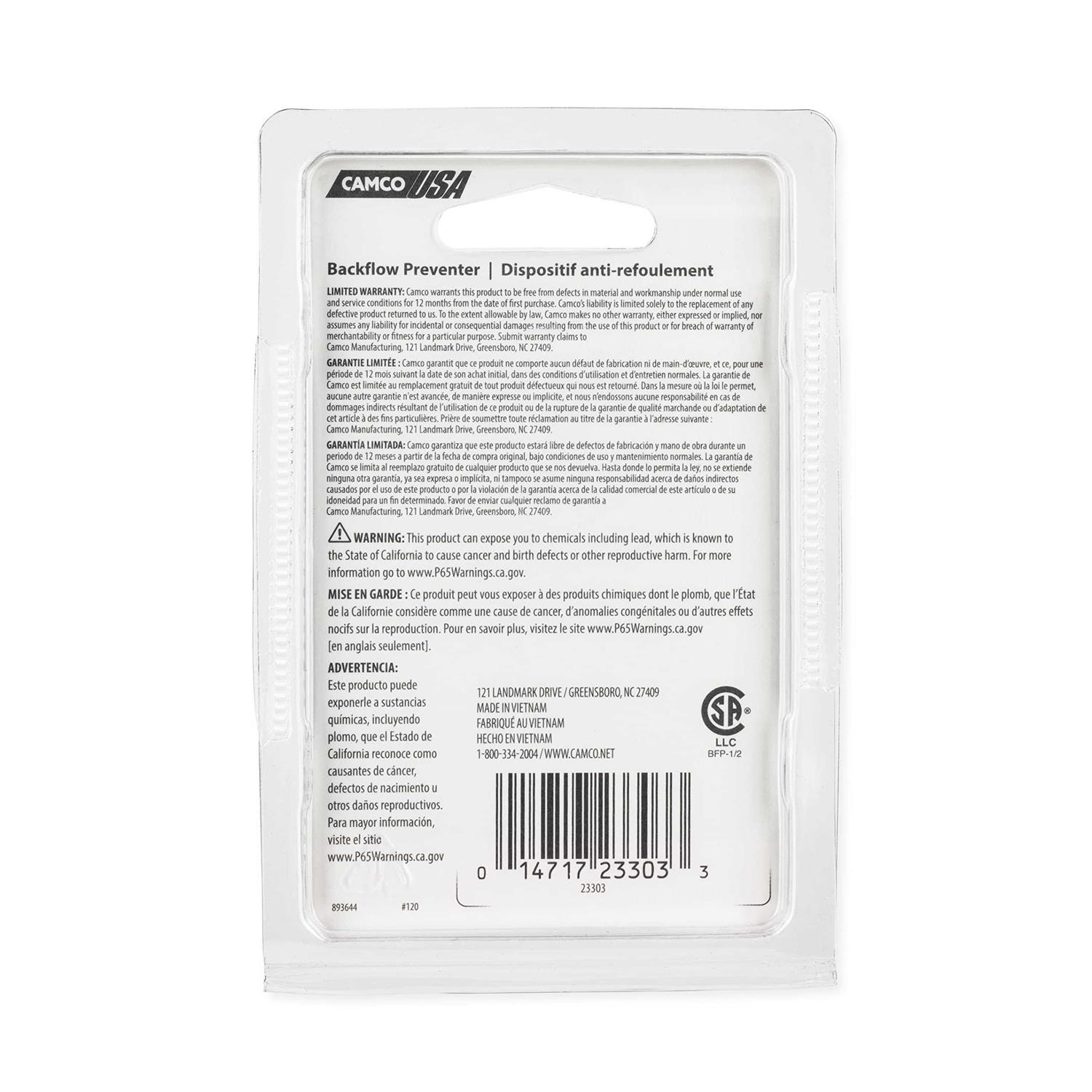 Camco Back Flow Preventer 23303 - Cheap Fitting