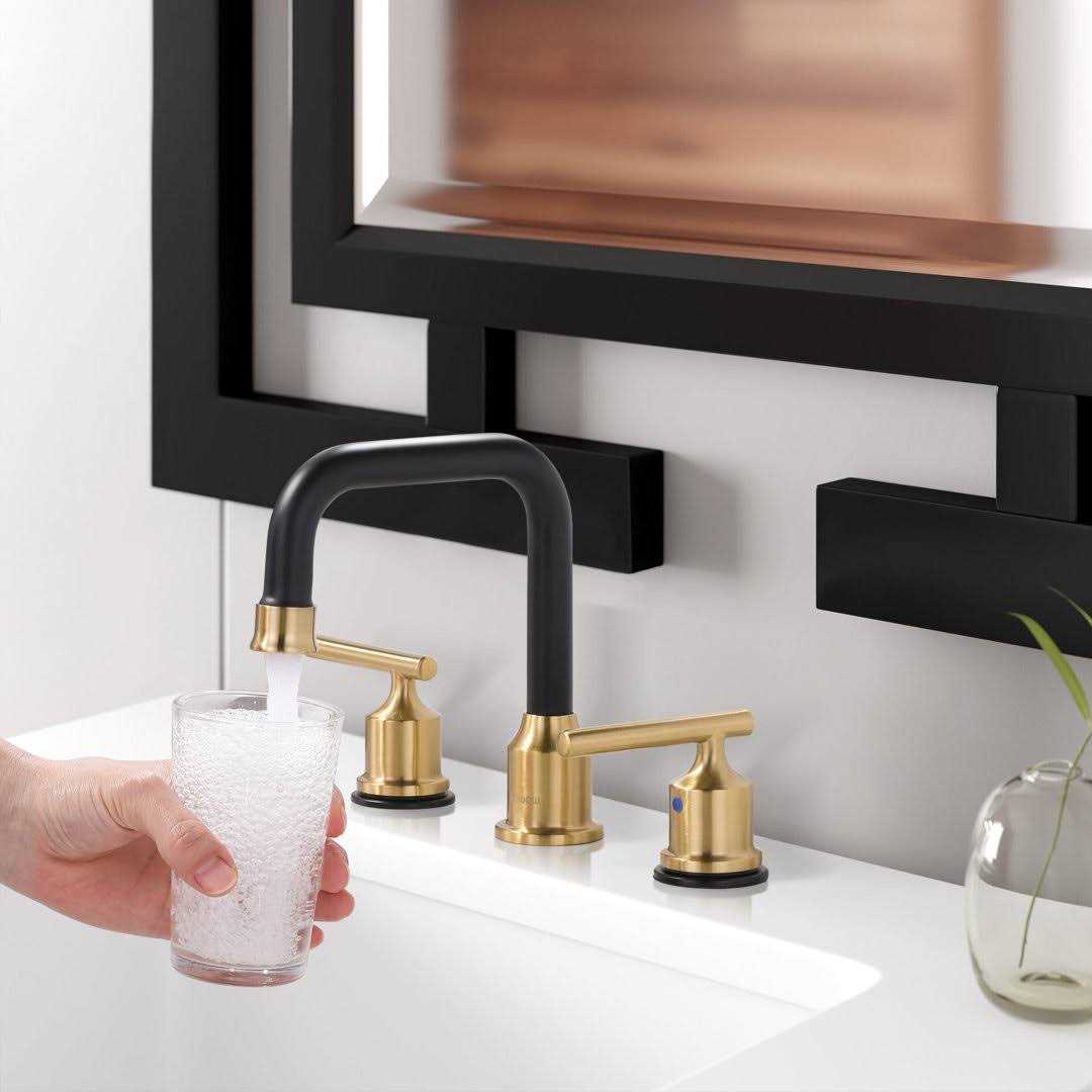 WOWOW 8 in. Widespread Double Handle Bathroom Faucet with Drain Kit - Cheap Fitting