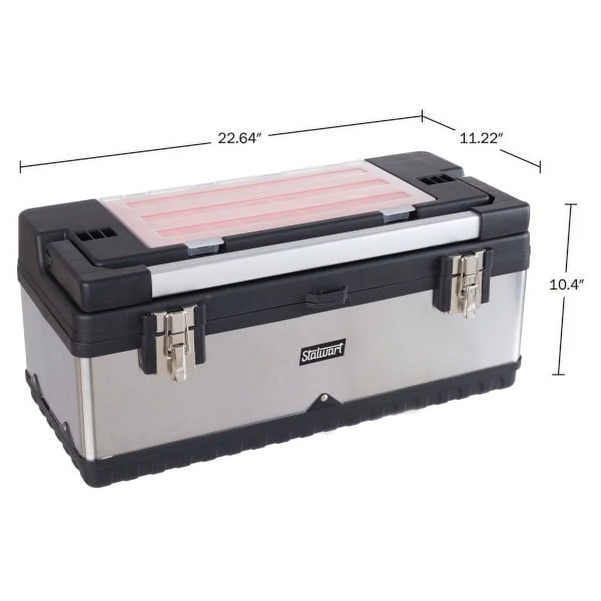 Tool Box - Features Small Parts Organizer with 18 Bins and Removable Tray - Portable Metal and Plastic Tool Tote with Ergonomic Handle by Stalwart - Cheap Fitting