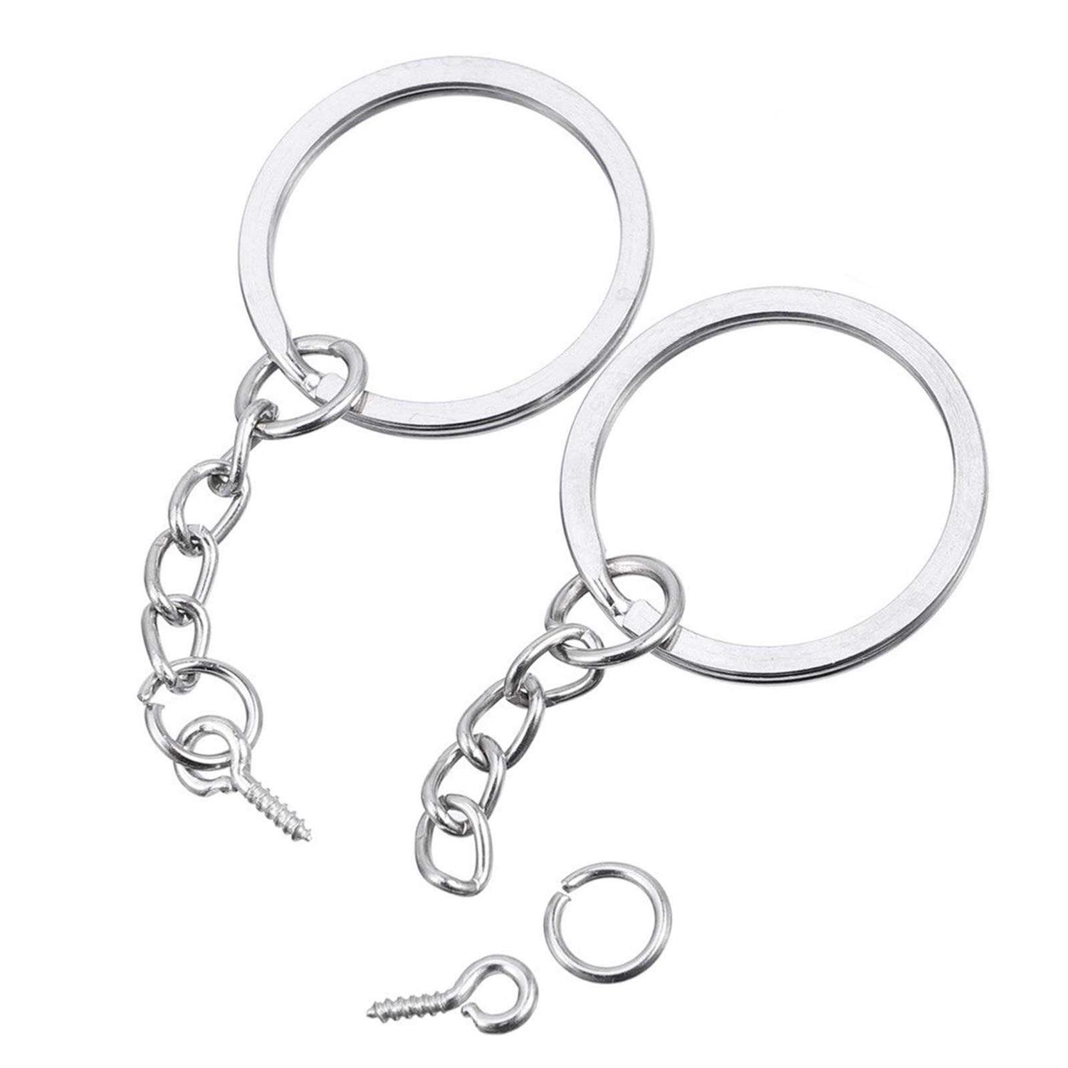 Hautoco 100Pcs Keychain Rings with Chain Open Jump Rings and Screw Eye Pins for Crafts Charm Jewelry Making - Cheap Fitting
