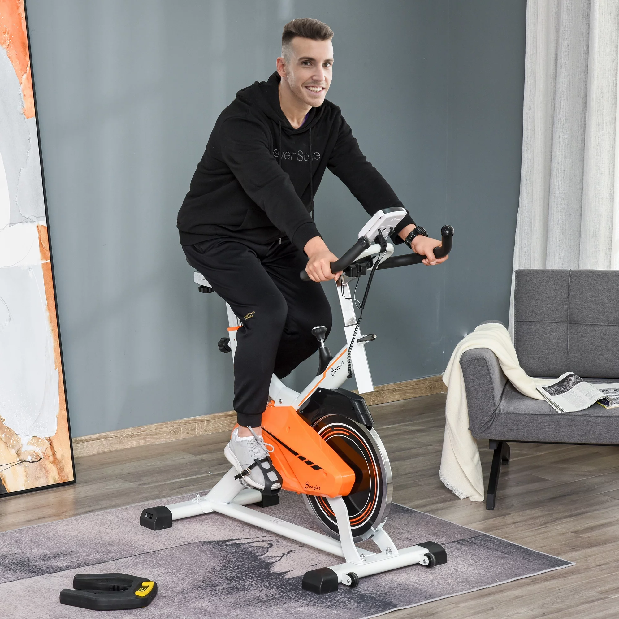 Soozier 29 lb Flywheel Indoor Stationary Cycling Exercise Bike with LCD Monitor - Cheap Fitting