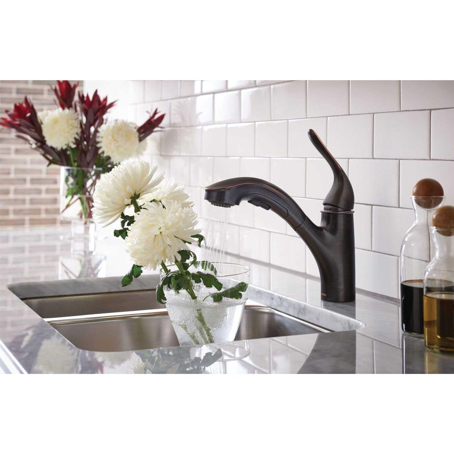 Moen Brecklyn Single-Handle Pull-Out Sprayer Kitchen Faucet with Power Clean - Cheap Fitting