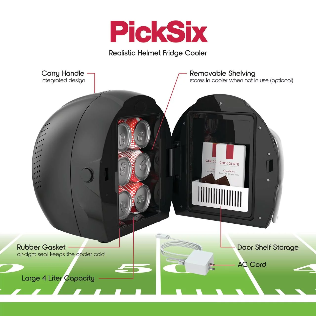 Ionchill PickSix Game Cooler, New Standard Door Portable Football Helmet Mini Fridge, 13.75in - Cheap Fitting