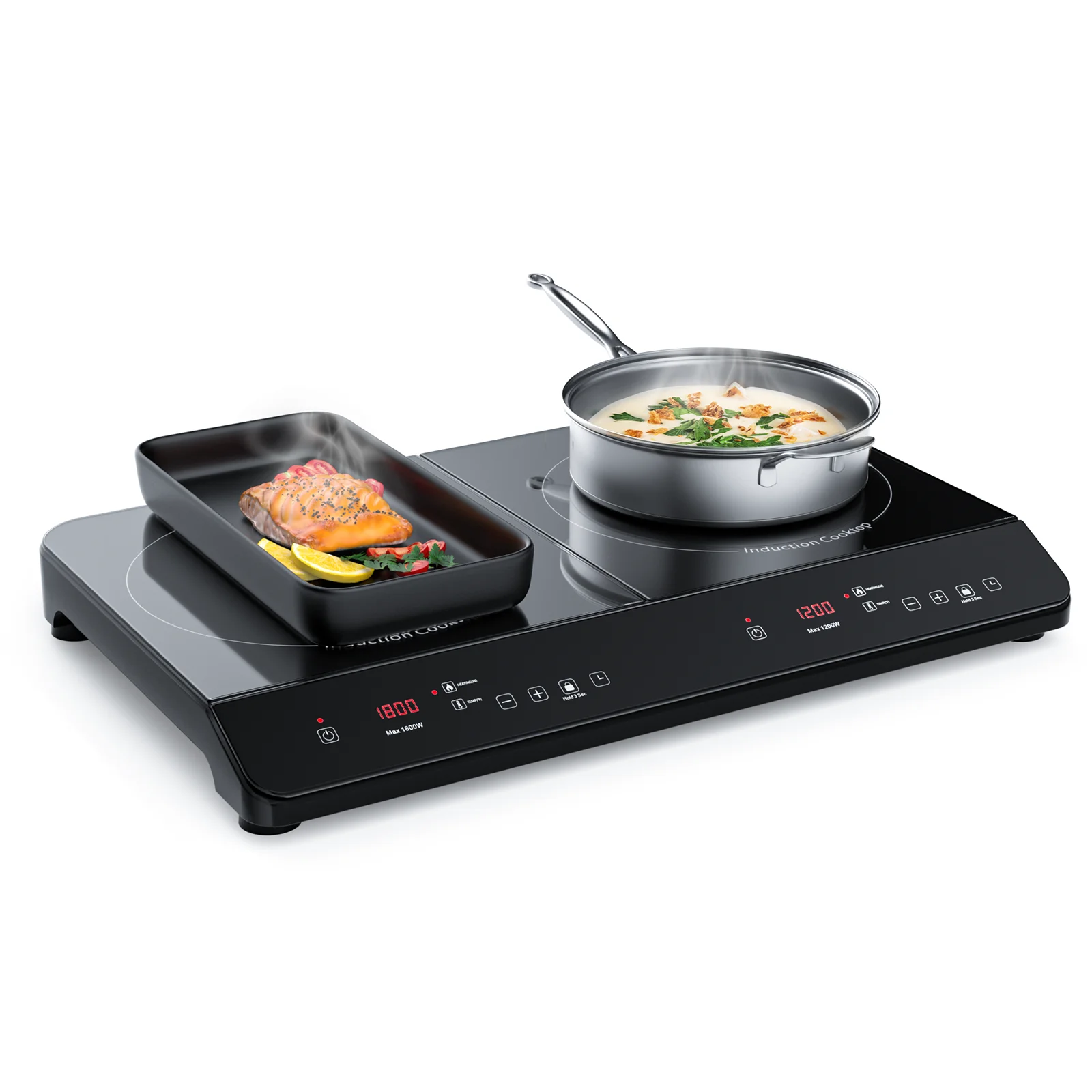 Double Induction Cooktop Burner, 1800w 2 Induction Burner with 9 Power Settings, Induction Cooker Cooktop with Touch Sensor Control & Child Safety Lock, 180 Mins Timer - Cheap Fitting
