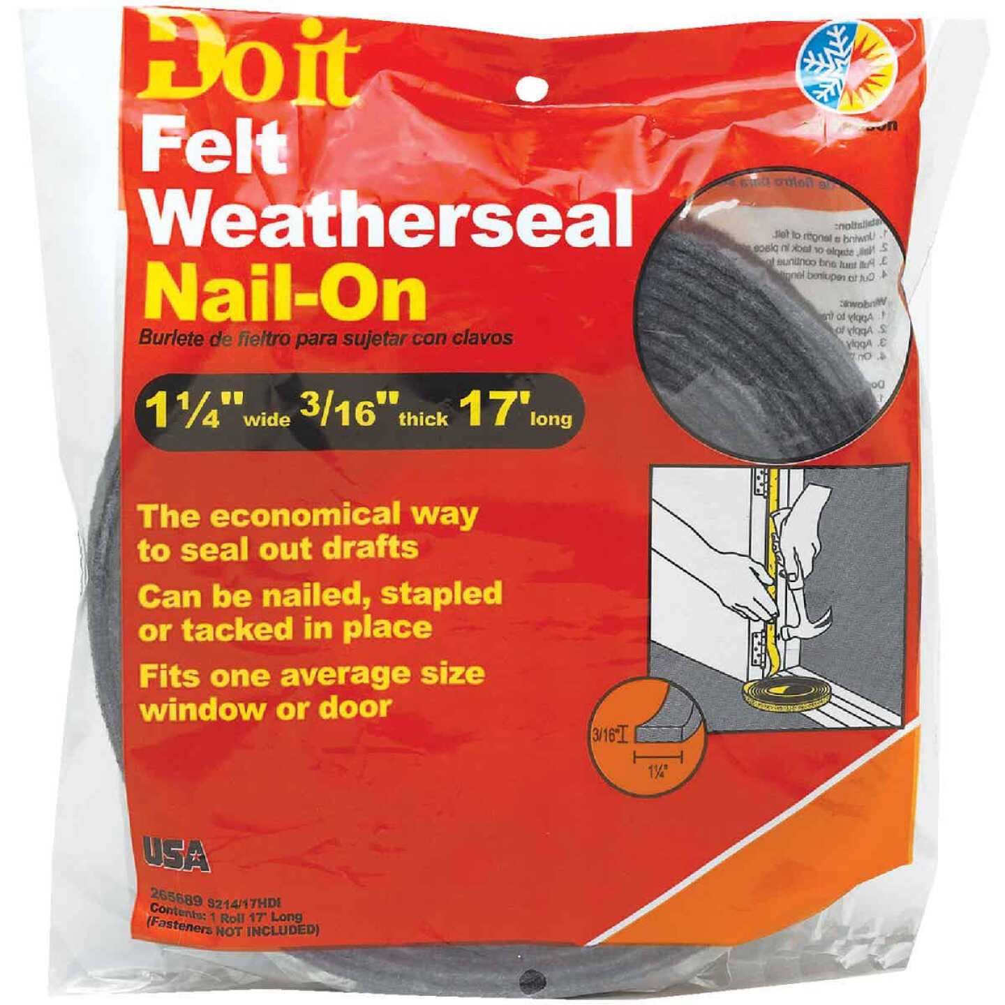 Do it Gray 1-1/4 In. x 3/16 In. x 17 Ft. Felt Weatherstrip - Cheap Fitting