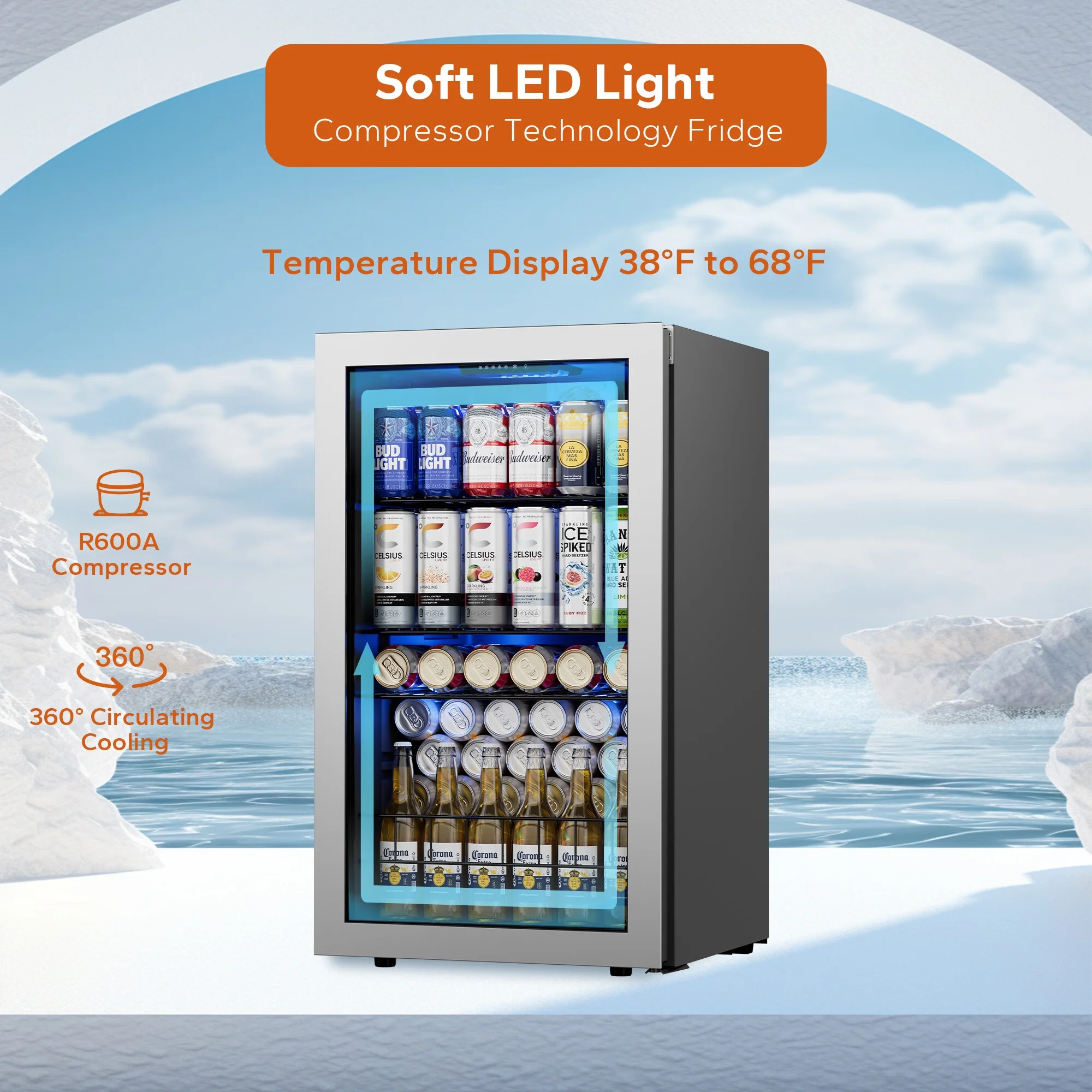 Ca'Lefort Beverage Refrigerator Cooler, 102-140 Can Freestanding Beverage Fridge .Mini fridge with Glass Door for Home/Bar/Office - Cheap Fitting