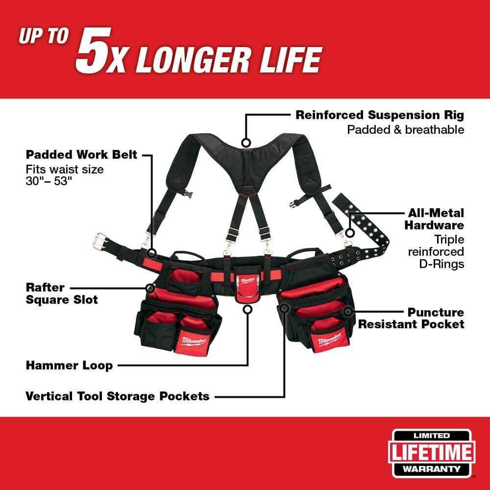 Milwaukee General Contractor Work Belt with Suspension Rig Pouch - Cheap Fitting