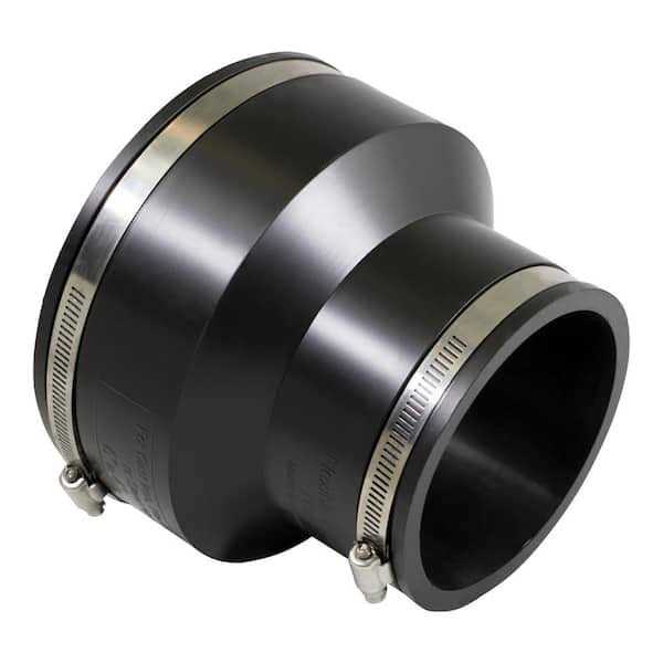 The Plumber’s Choice 6 in. x 4 in. PVC Flexible Reducing Coupling with Stainless Steel Clamps - Cheap Fitting