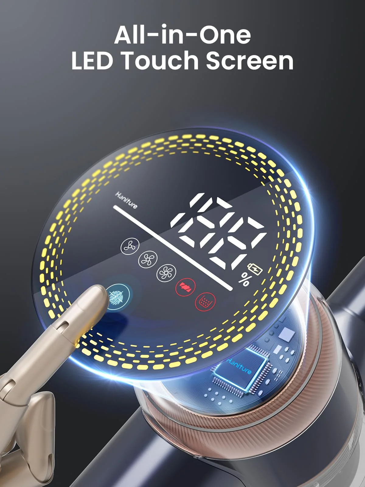 Cordless Vacuum Cleaners 60mins 450W 38KPa Powerful Lightweight Stick Vacuum with Touch Display for Home Carpets Floors Pet Hair Honiture - Cheap Fitting