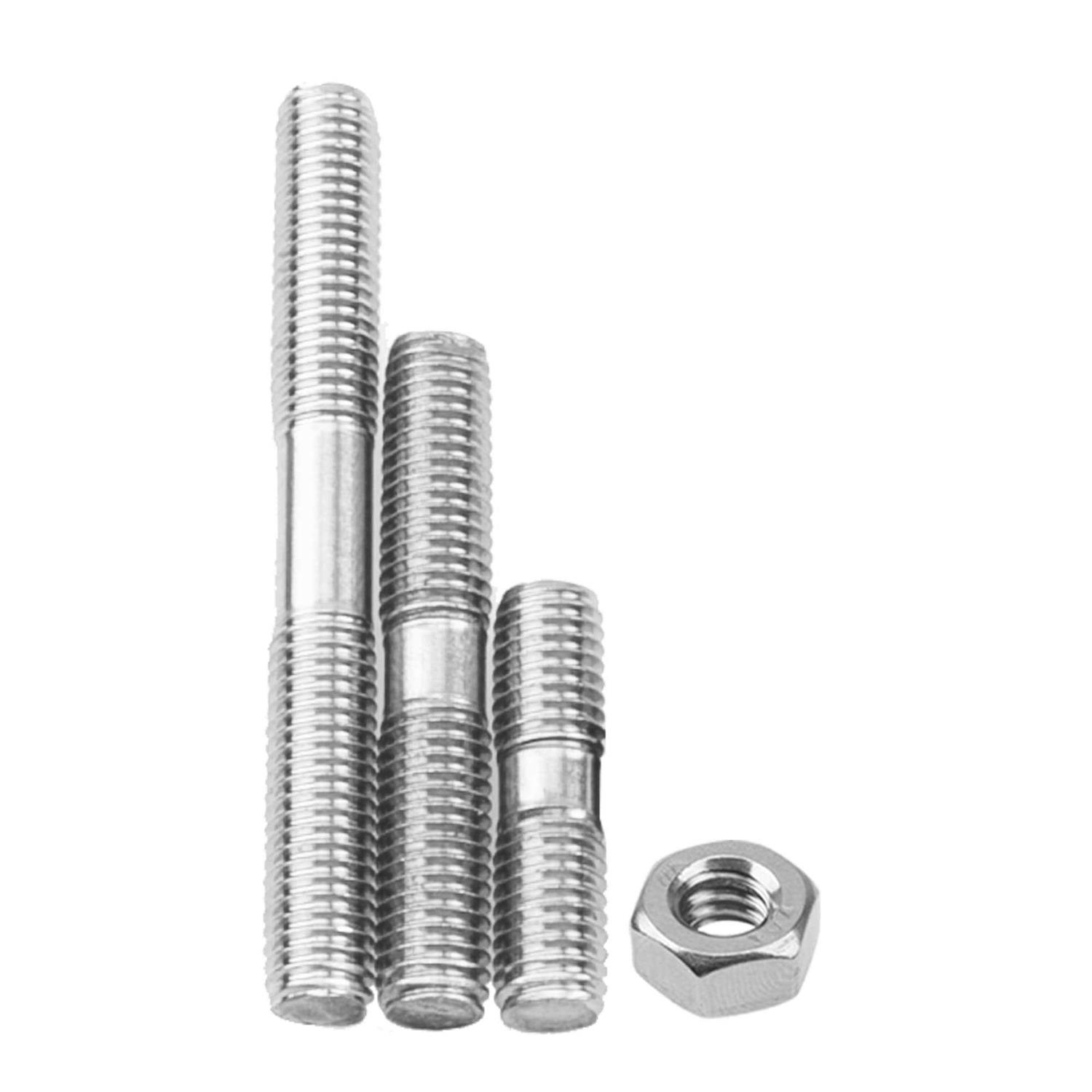 Rrina 16Pcs 304 Stainless Steel Double End Threaded Stud Screw Bolt M8x30/50/70 with Nut - Cheap Fitting