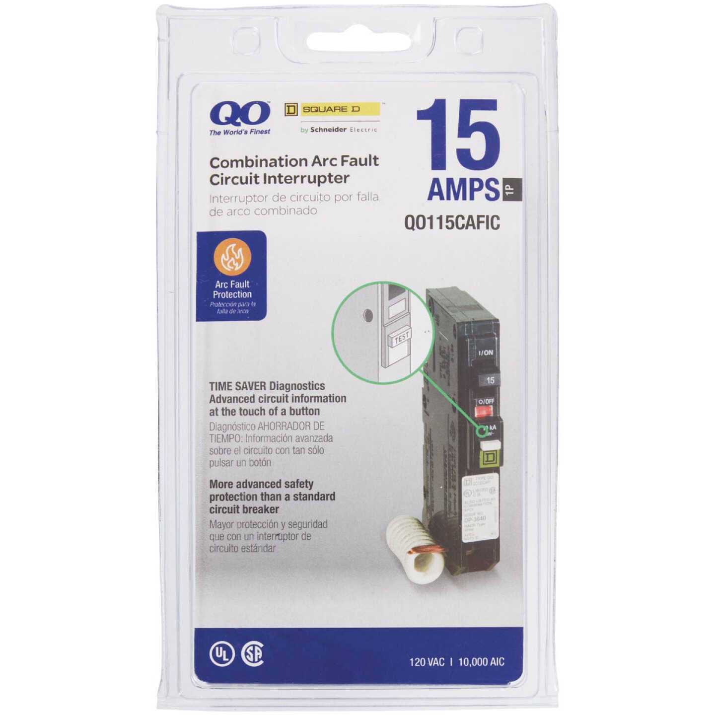 Square D QO 15 amps Arc Fault Single Pole Circuit Breaker - Cheap Fitting