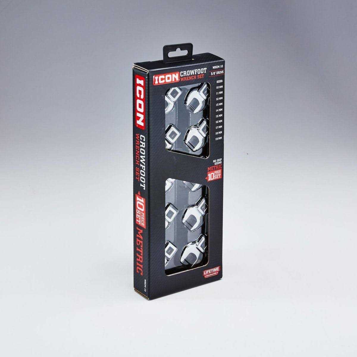 Icon 3/8 in. Drive Metric Professional Crowfoot Wrench Set - Cheap Fitting