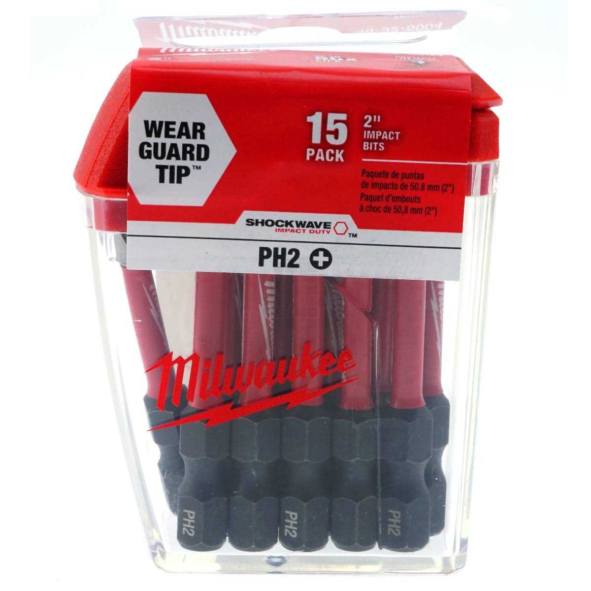 Milwaukee Shockwave 2 in. Impact Phillips #2 Power Bits 48-32-5004 - Cheap Fitting