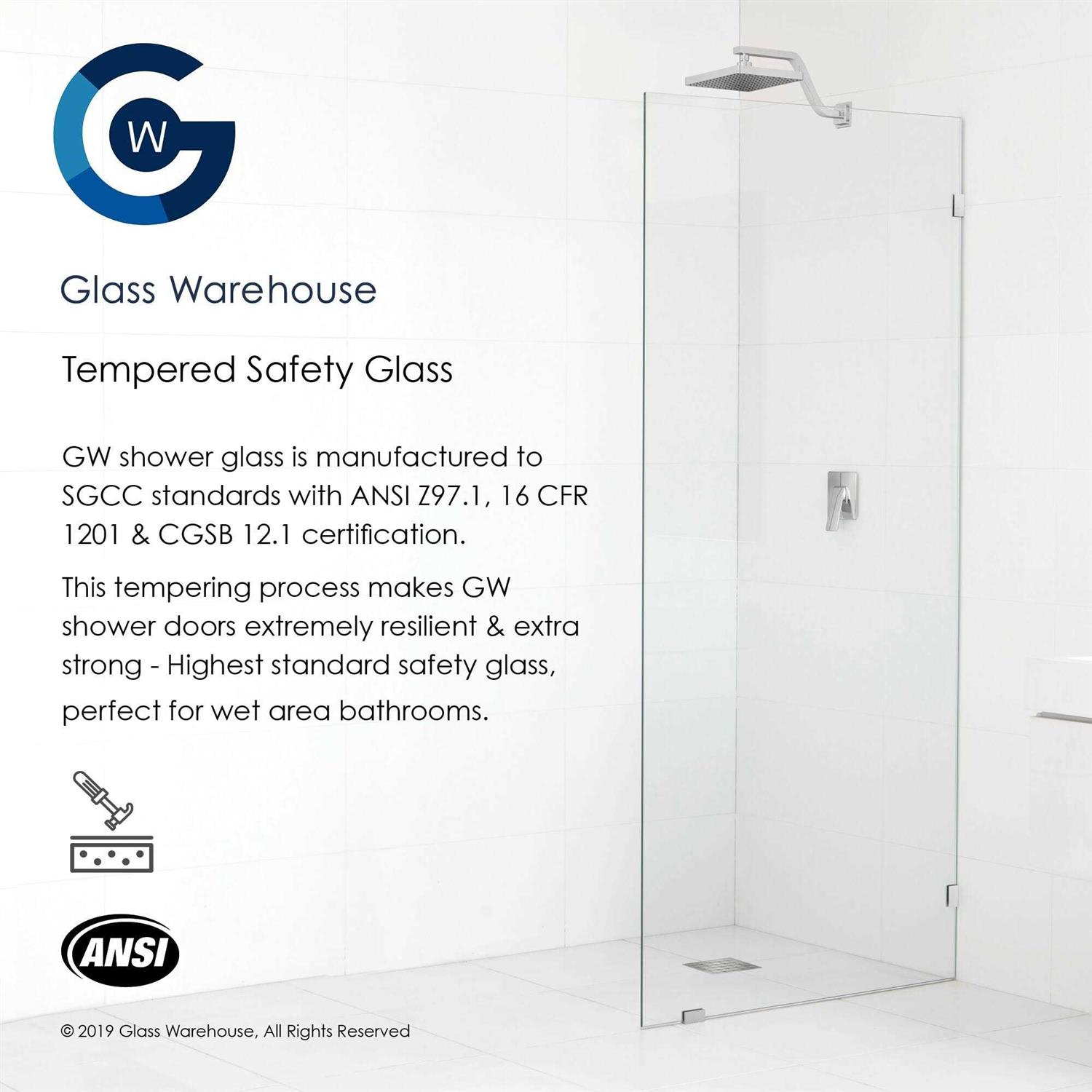 Glass Warehouse 34 in. x 86.75 in. Arched Single Fixed Panel Frameless Shower Door ARC-SF - Cheap Fitting