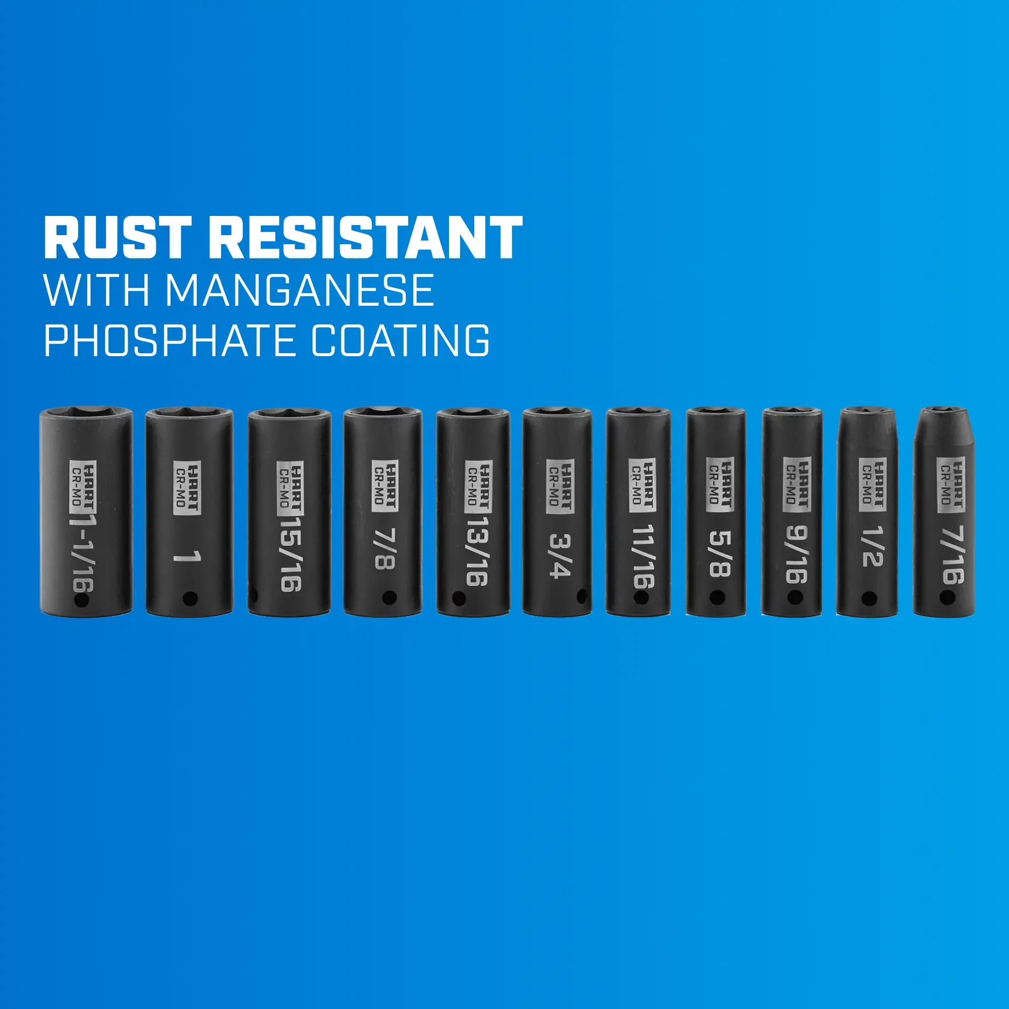 HART 11 Piece 1/2-inch CR-MO Impact Rated Socket Set , Standard Sockets - Cheap Fitting