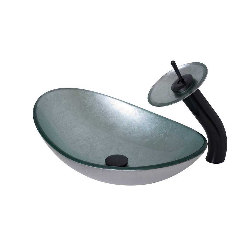 Novatto NSFC-70328031001CH Argento Oval Glass Vessel Bathroom Sink Set - Cheap Fitting