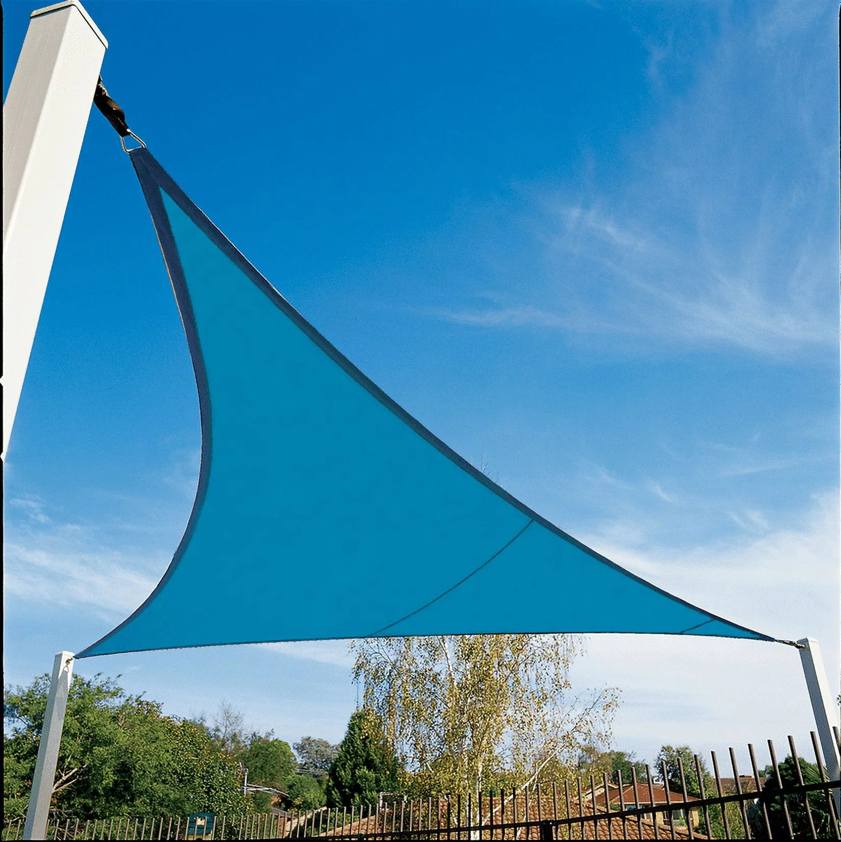 Coolaroo Coolhaven Outdoor Sun Shade Sail 95% UV Block Protection for Garden, Patio, Backyard, 12' Triangle, Sapphire - Cheap Fitting