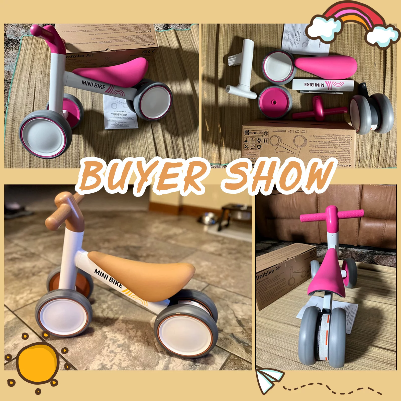 KORIMEFA Baby Balance Bike, Toddler Bicycle, 4 Wheels Baby Walker Riding Toy for 10-36 Months Boys Girls, First Birthday Gift White - Cheap Fitting